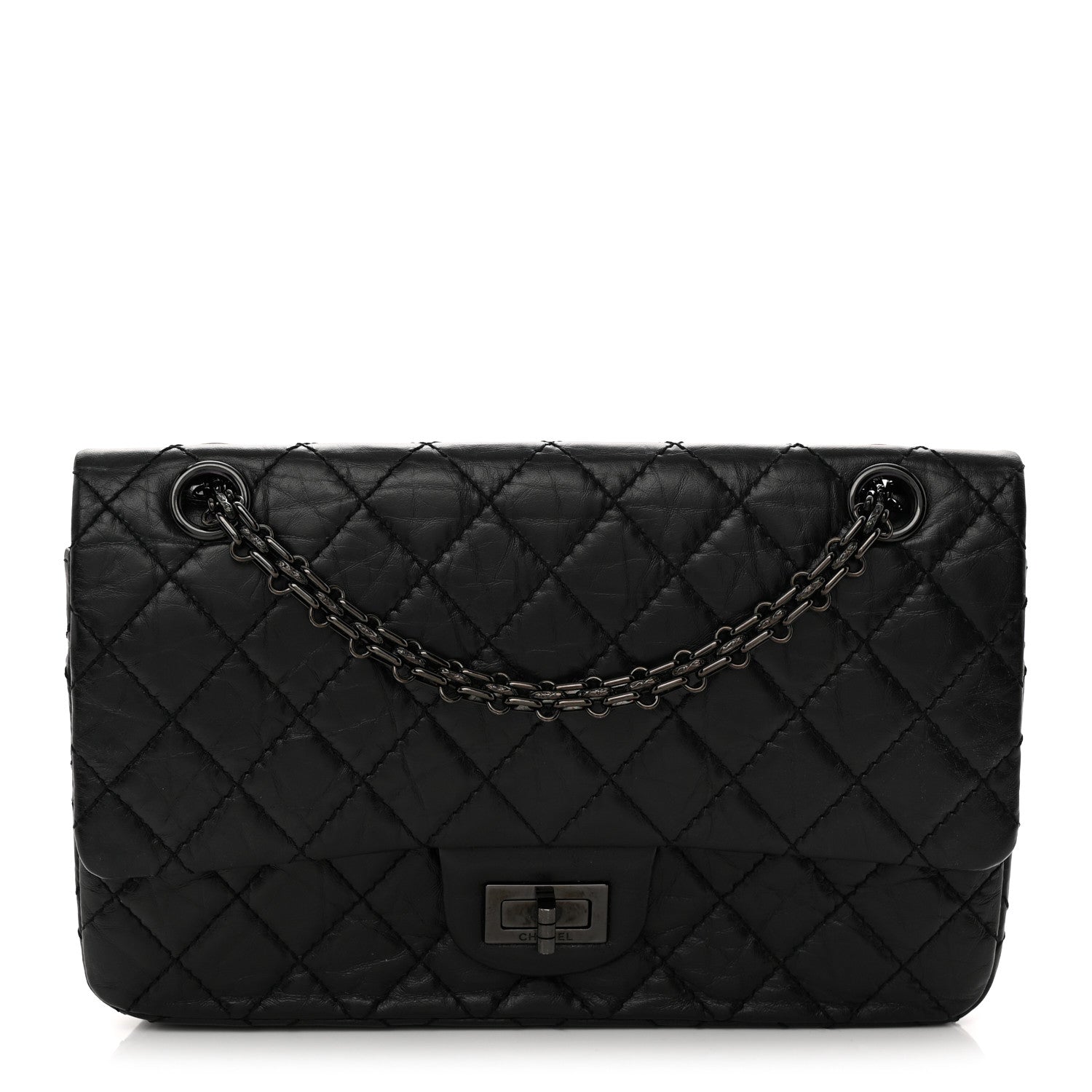 Chanel Aged Calfskin Quilted 2.55 Reissue 225 Flap So Black 1 of 12
