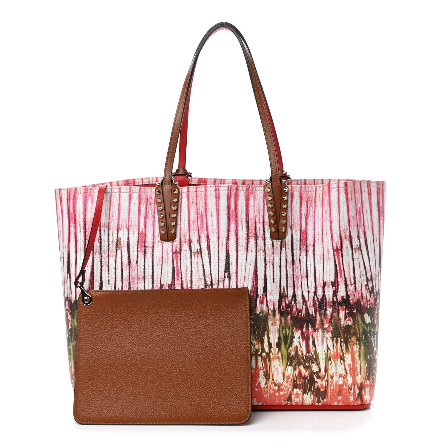 Christian Louboutin Calfskin Empire Bazin Spikes East West Cabata Tote Multi 1 of 10