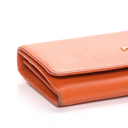 Prada Saffiano Metal Continental Flap Wallet Papaya 6 of 13