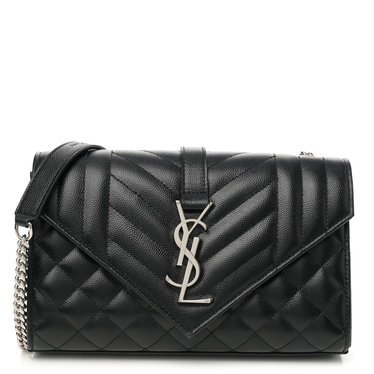 Grain De Poudre Textured Mixed Matelasse Triquilt Small Monogram Satchel Black