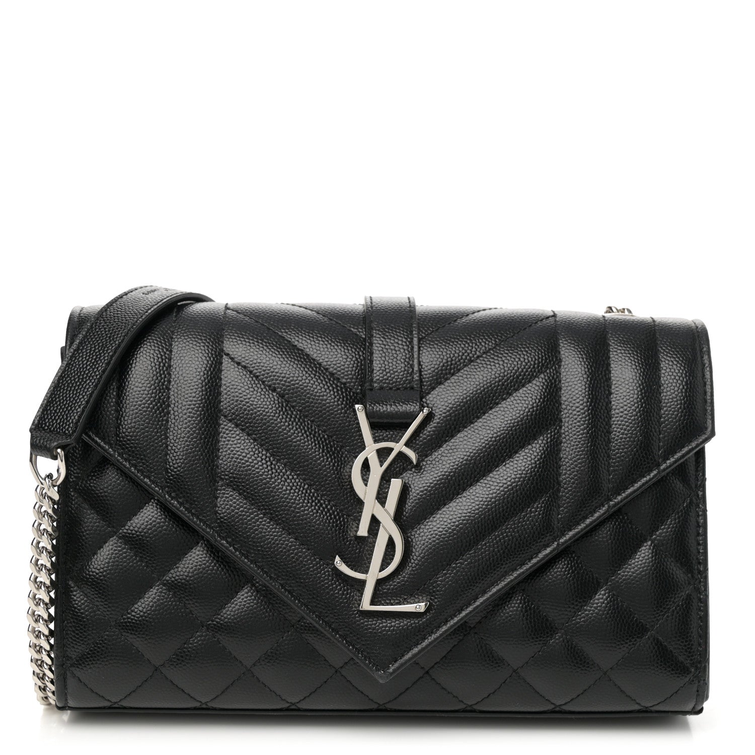 Saint Laurent Grain De Poudre Textured Mixed Matelasse Triquilt Small Monogram Satchel Black 1 of 9