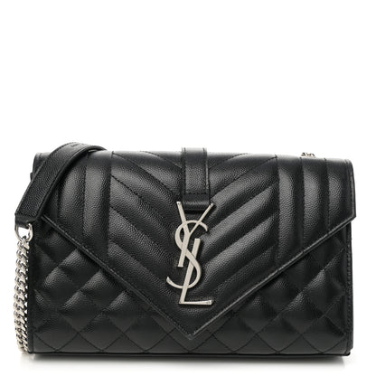 Saint Laurent Grain De Poudre Textured Mixed Matelasse Triquilt Small Monogram Satchel Black 1 of 9