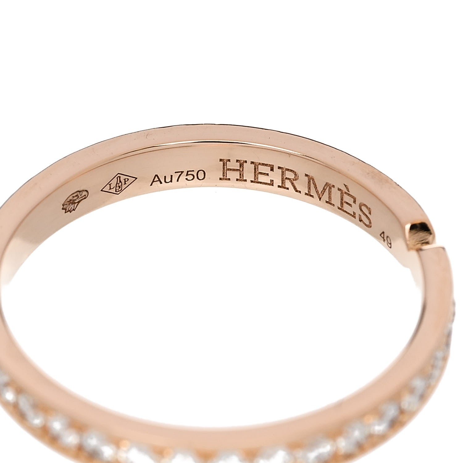 Hermes 18K Rose Gold Diamond PM Ever Kelly Wedding Band Ring 49 5 4 of 6