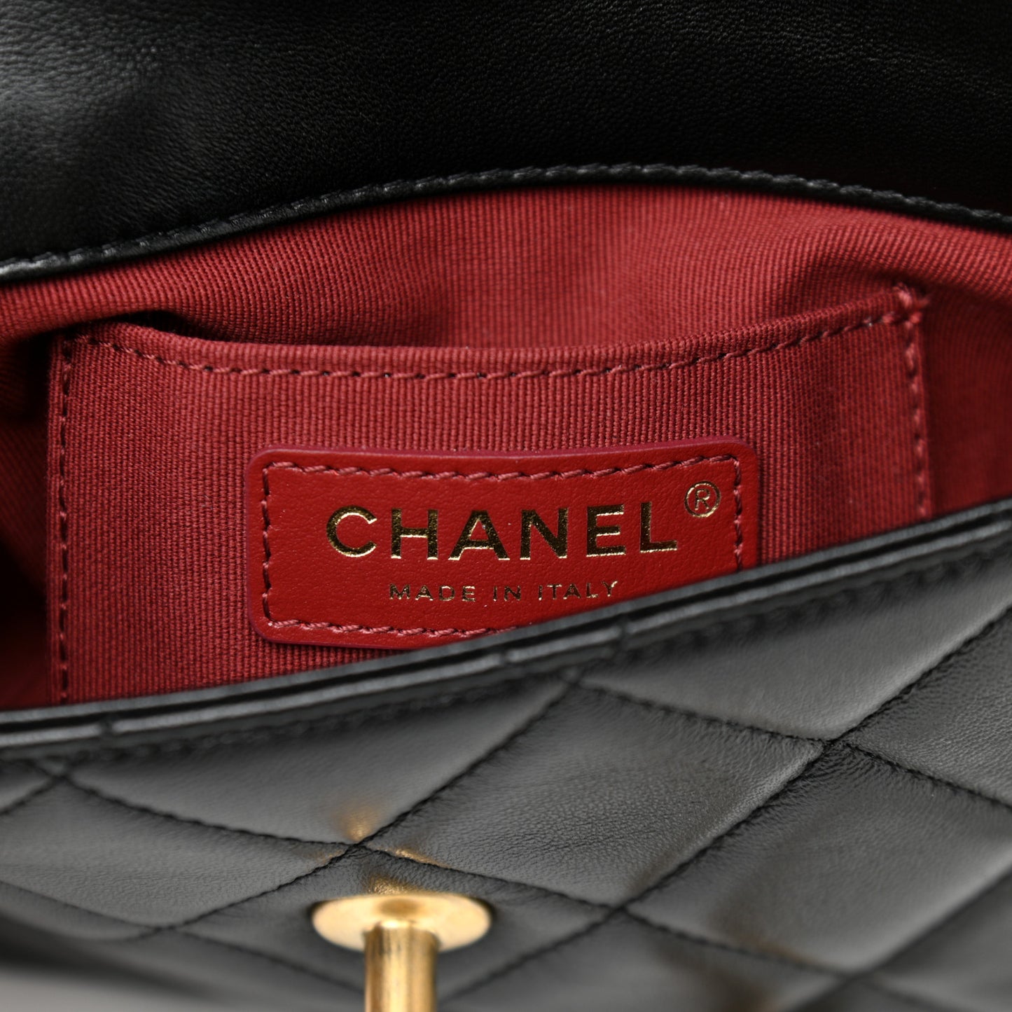 Lambskin Quilted Mini Side Note Flap Black