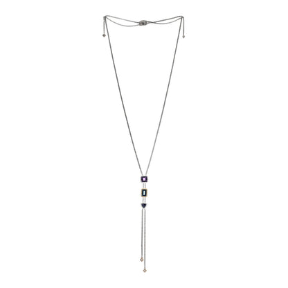 David Yurman Sterling Silver 18K Yellow Gold Amethyst London Blue Topaz Iolite Novella Y Necklace 2 of 4