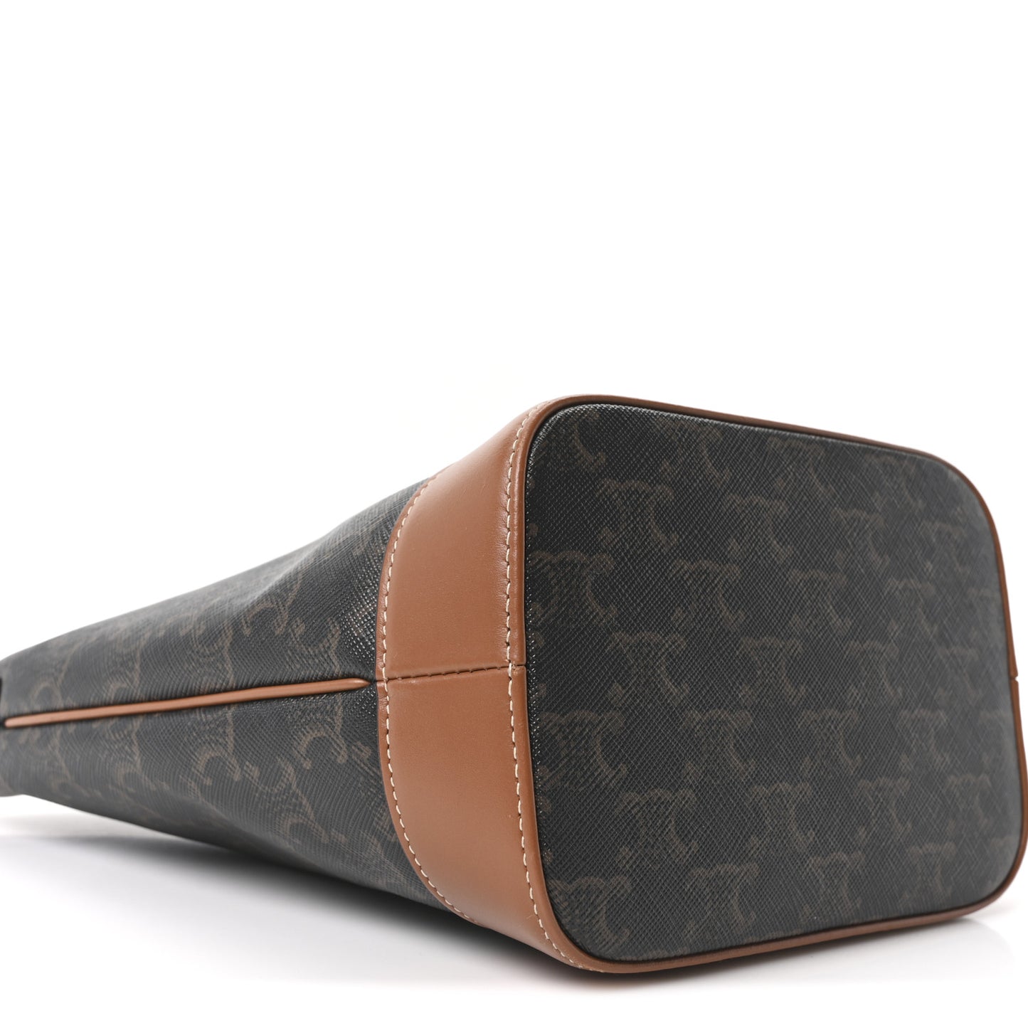 Triomphe Canvas Calfskin Small Bucket Bag Tan