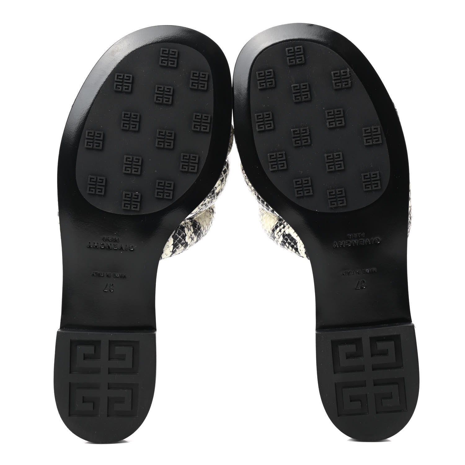 Givenchy Calfskin Snakeskin Print G Flat Sandals 37 Grey 5 of 8