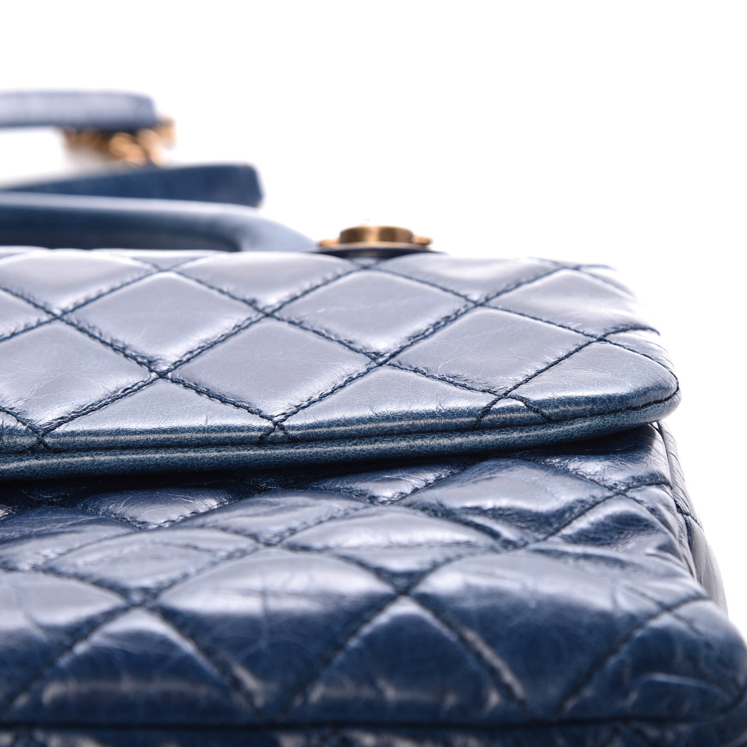 Chanel Glazed Calfskin Castle Rock Medium Flap Blue 10 of 13