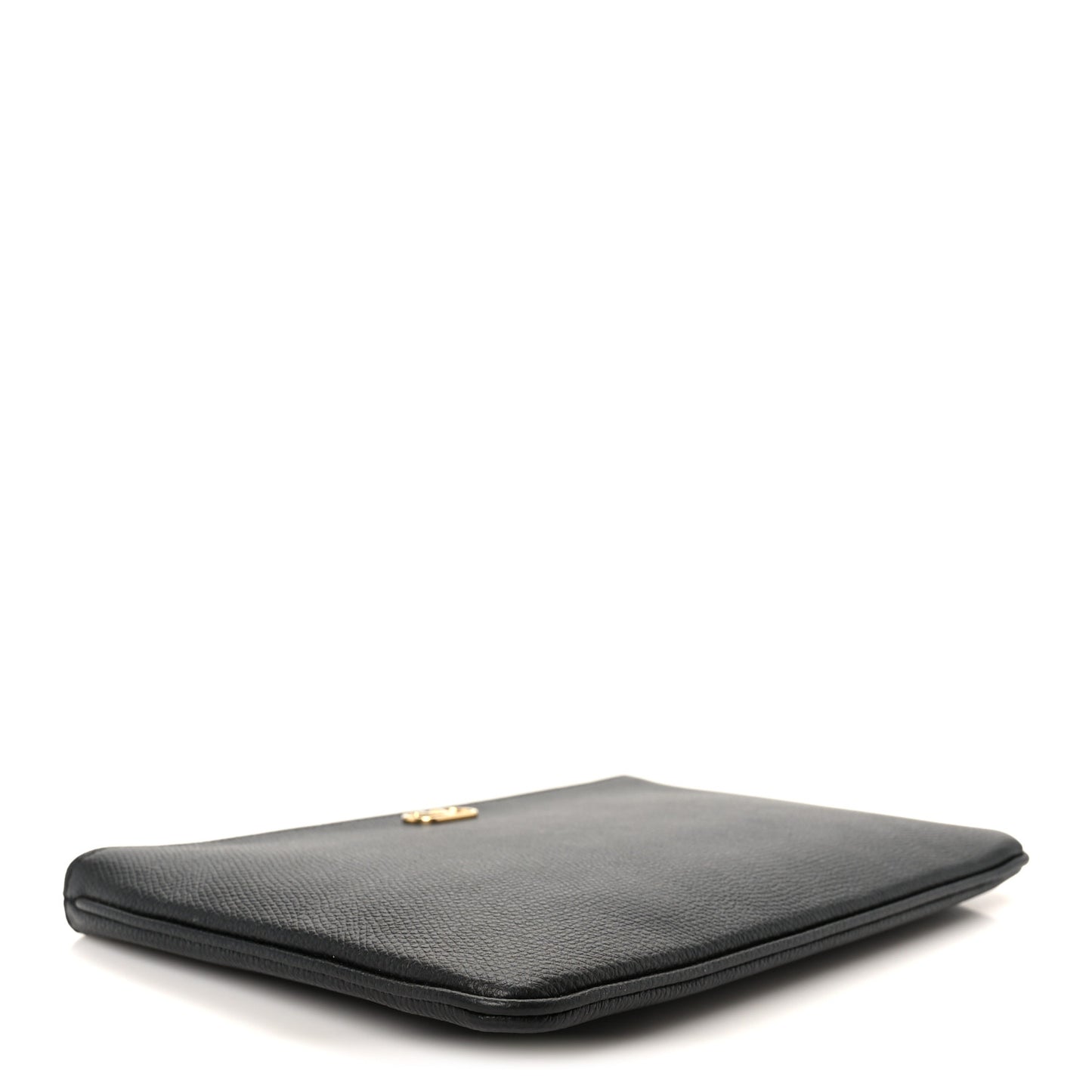 Grainy Calfskin Vlogo Medium Flat Pouch Black