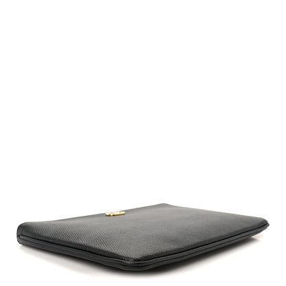 Valentino Garavani Grainy Calfskin Vlogo Medium Flat Pouch Black 4 of 7