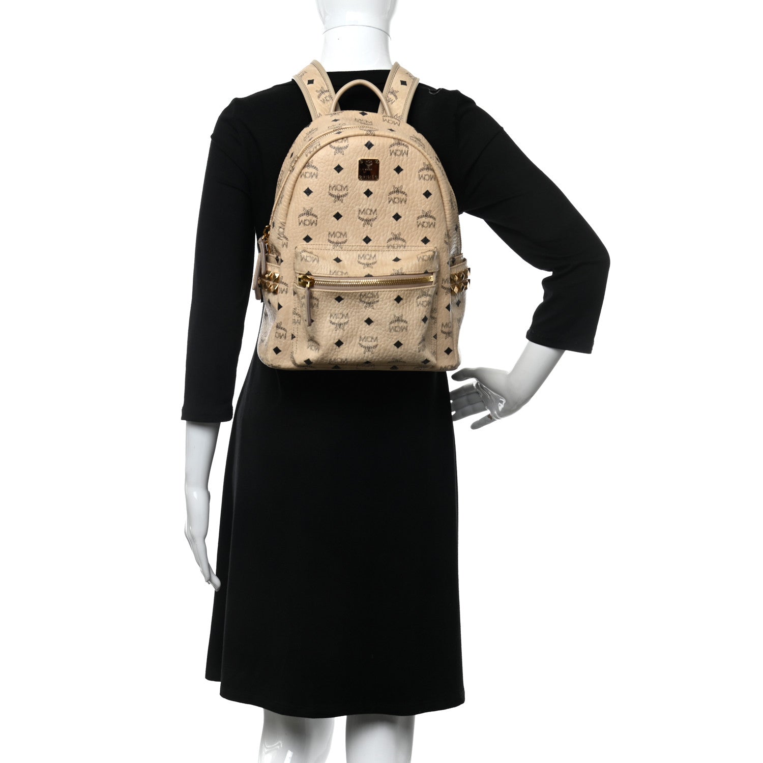 MCM Visetos Side Stud Stark Backpack Beige 2 of 10