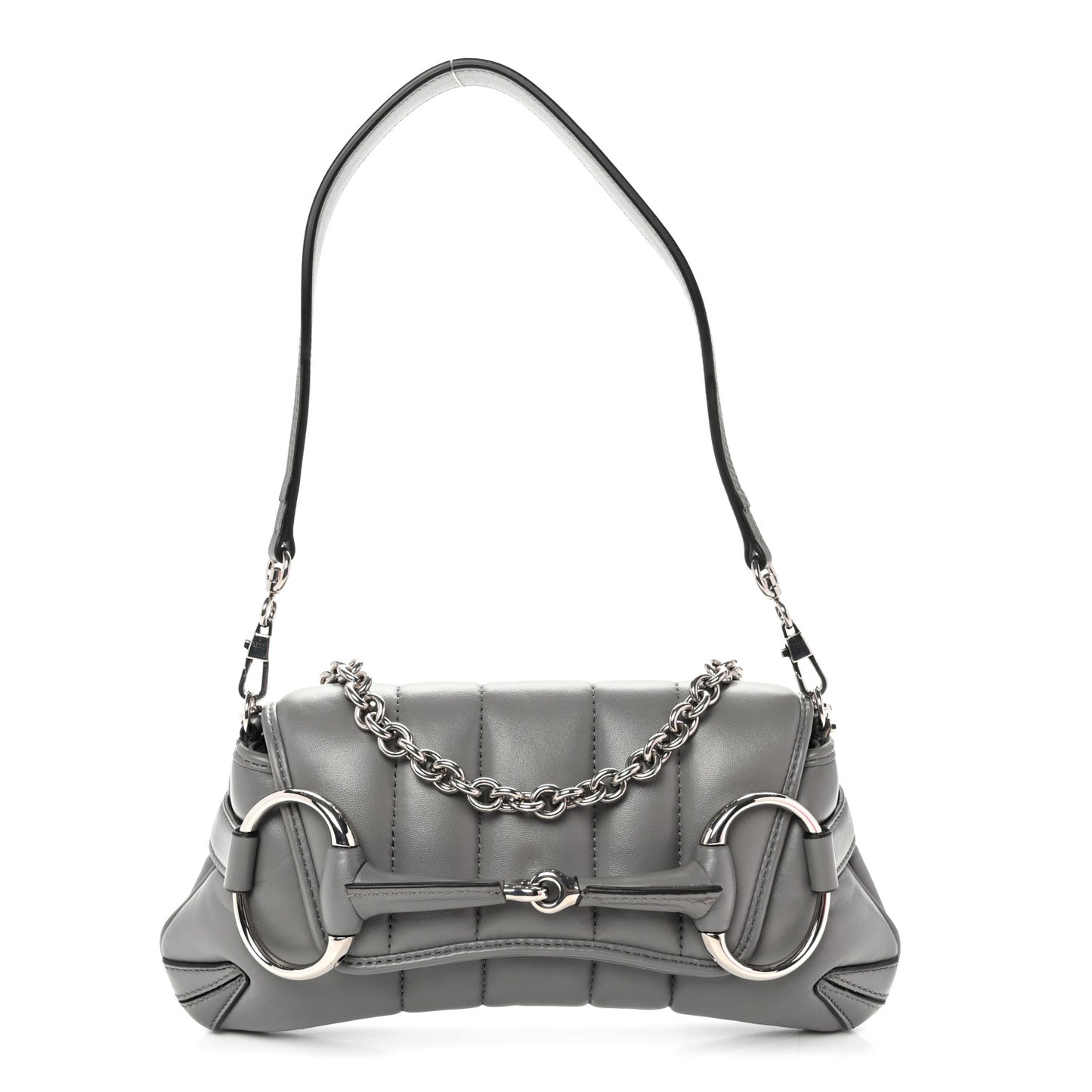 Nappa Vertical Matelasse Small Maxi Horsebit Chain Shoulder Bag Gray