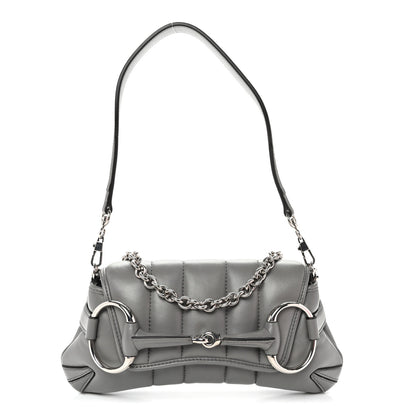 Gucci Nappa Vertical Matelasse Small Maxi Horsebit Chain Shoulder Bag Gray 1 of 9