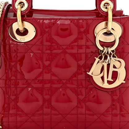 Christian Dior Patent Cannage Mini Lady Dior Red 8 of 11