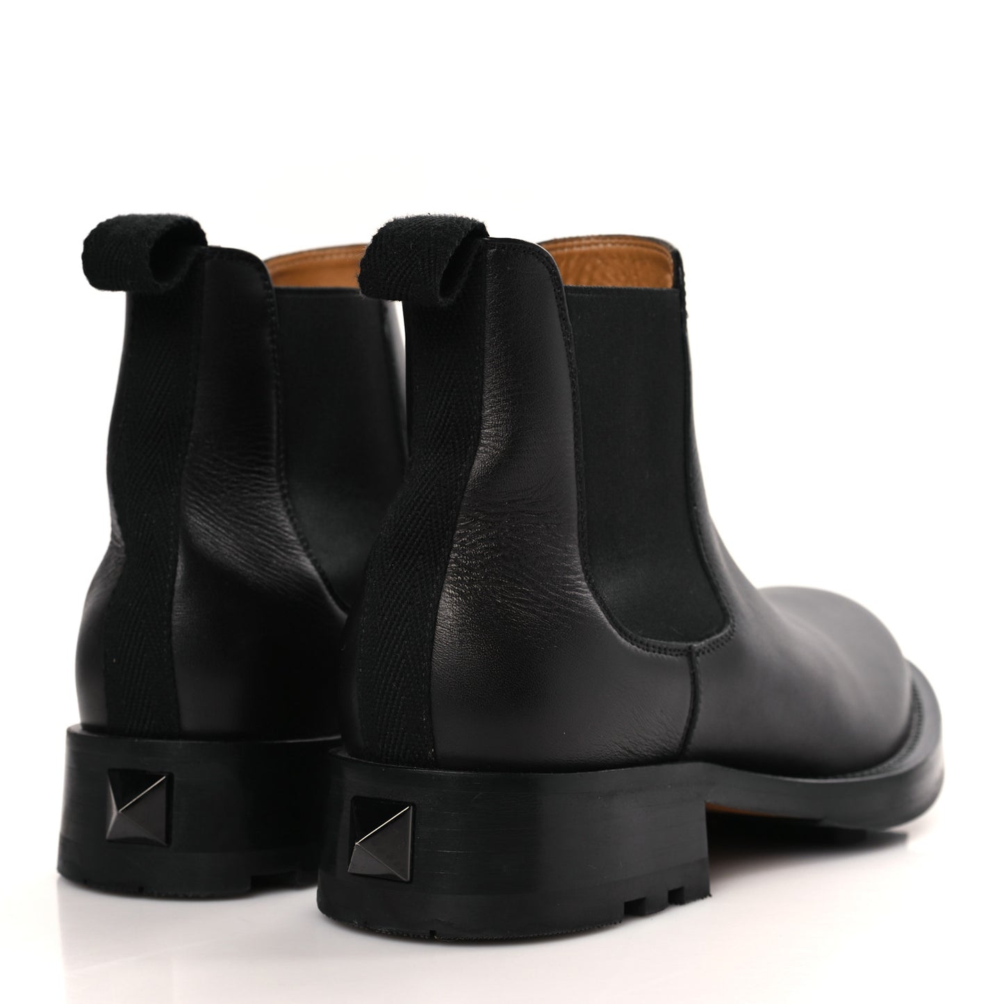 Calfskin Mens Roman Stud Chelsea Ankle Boots 39.5 Black