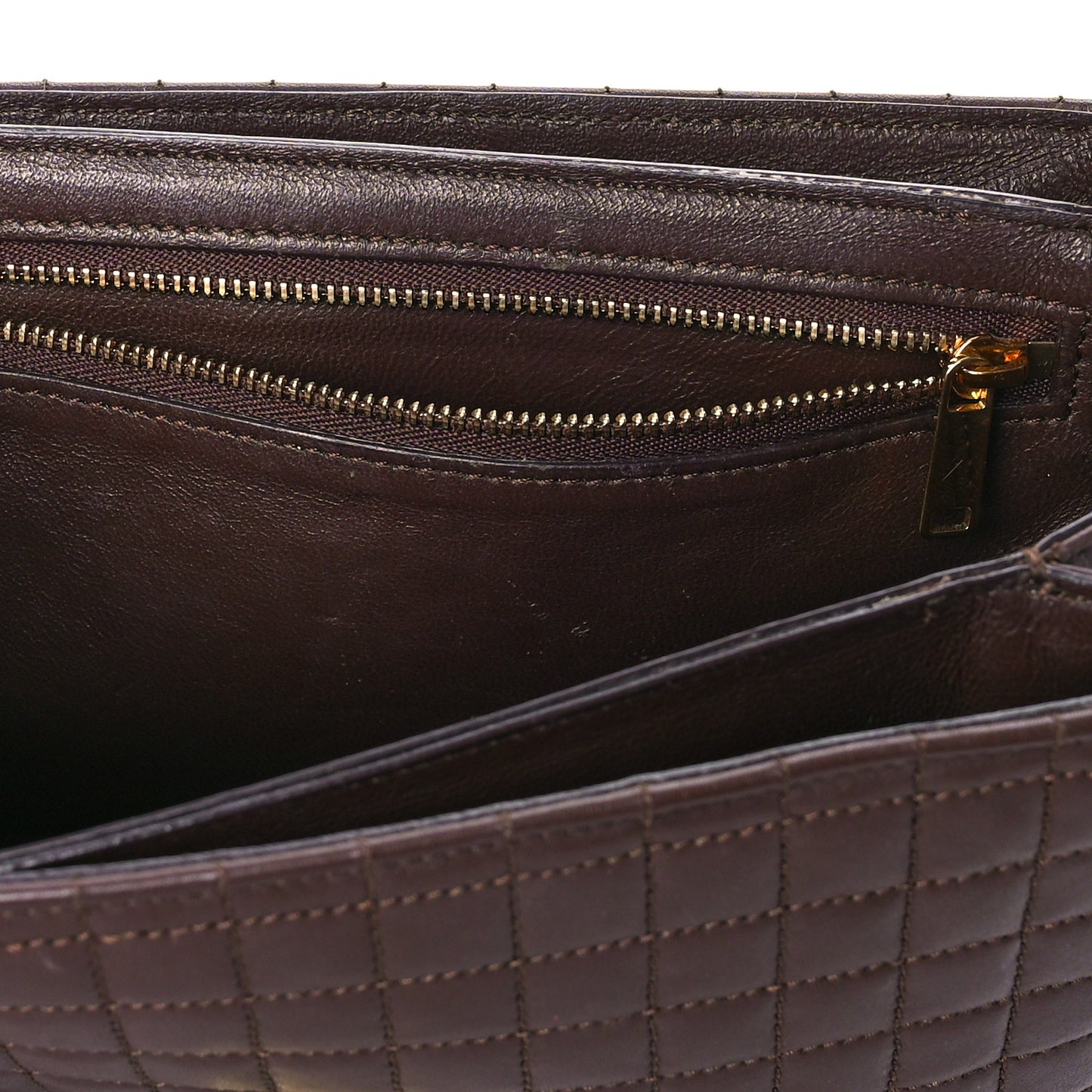 Calfskin Quilted Medium C Bag Dark Brown