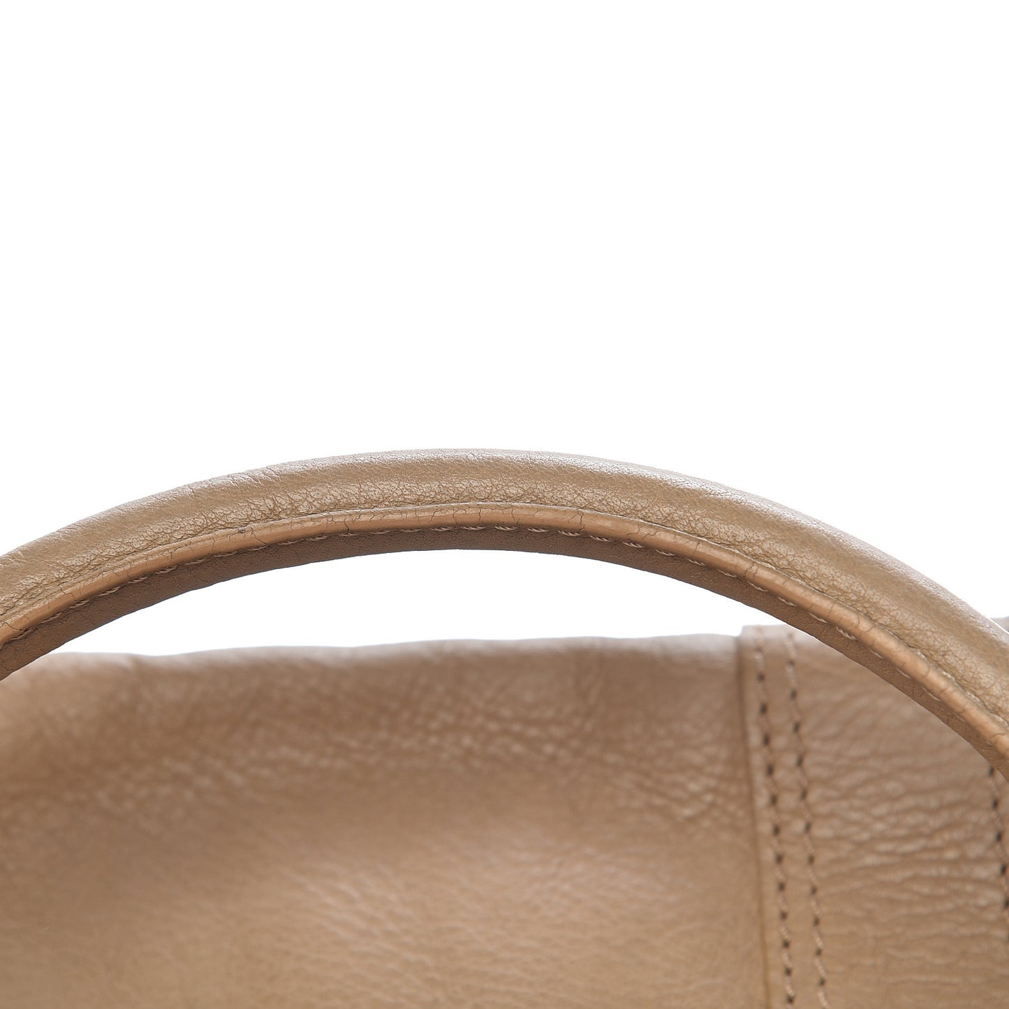 Grainy Calfskin Top Handle Bag Beige