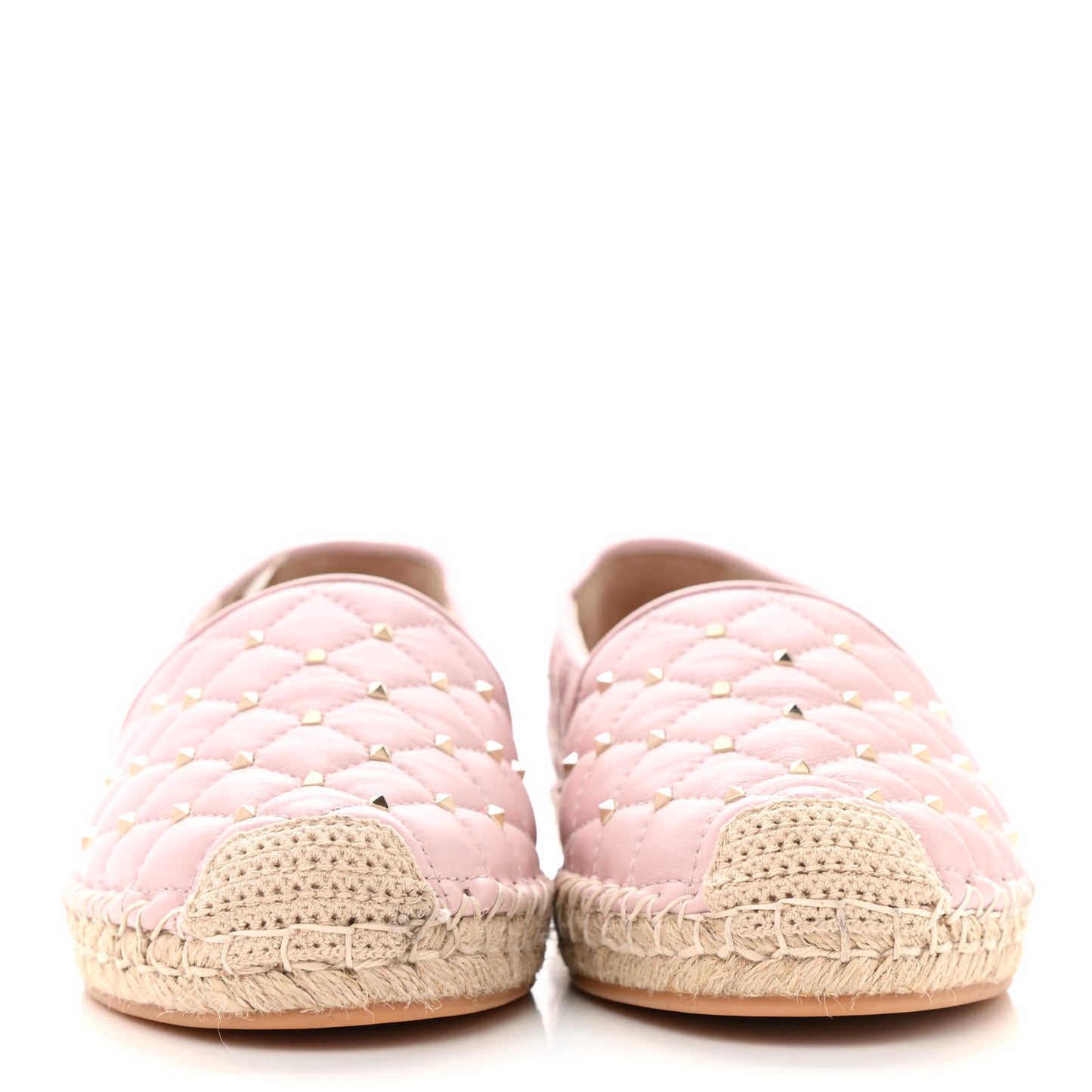 Nappa Rockstud Spike Espadrille Flats 40 Water Rose
