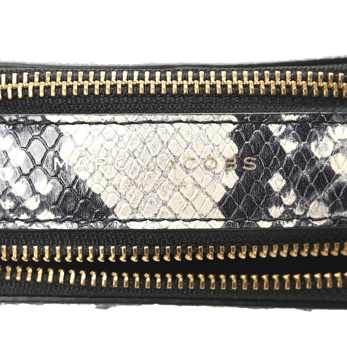 Calfskin Snakeskin Embossed Shutter Camera Crossbody Bag Black White