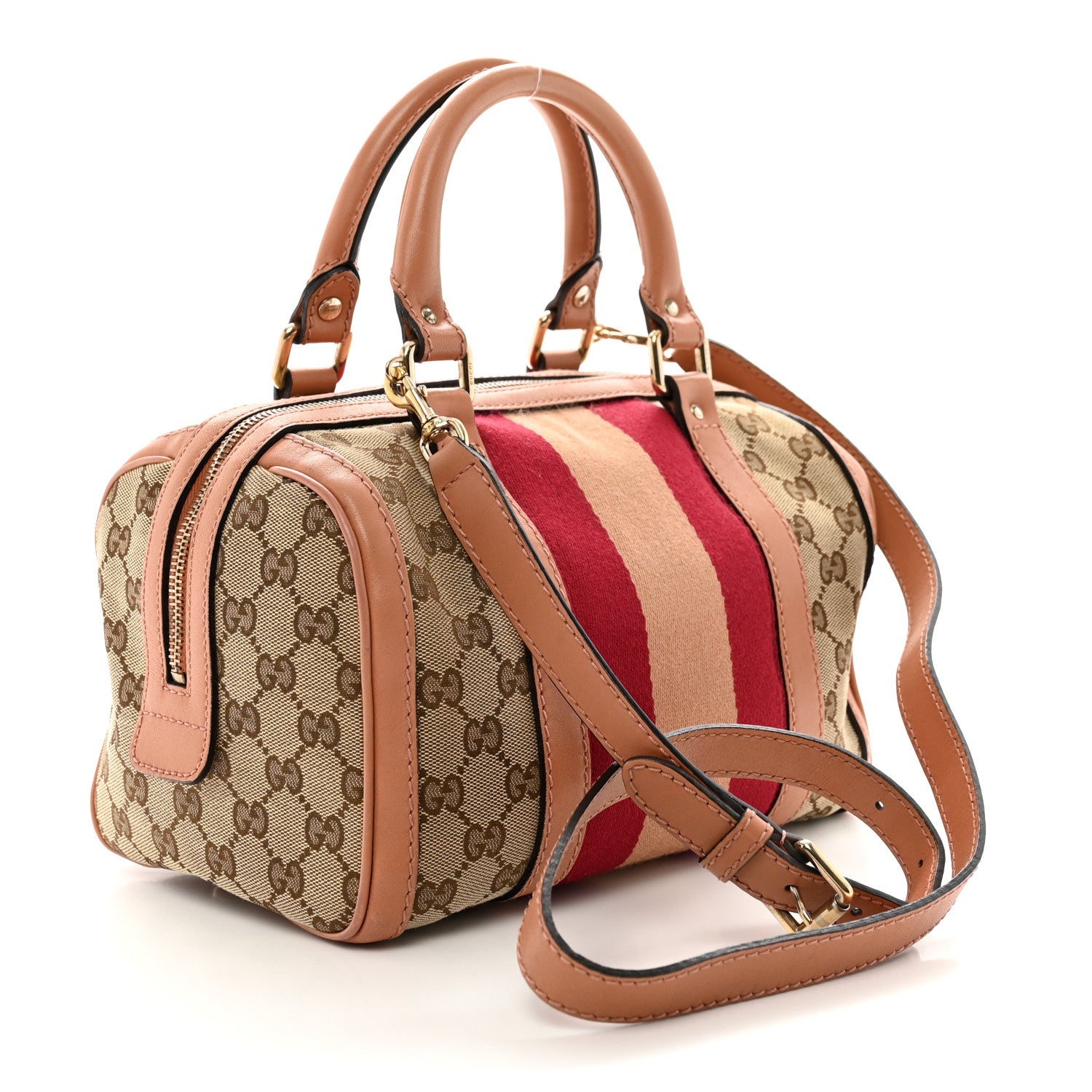 Gucci Monogram Vintage Web Small Boston Beige 2 of 11