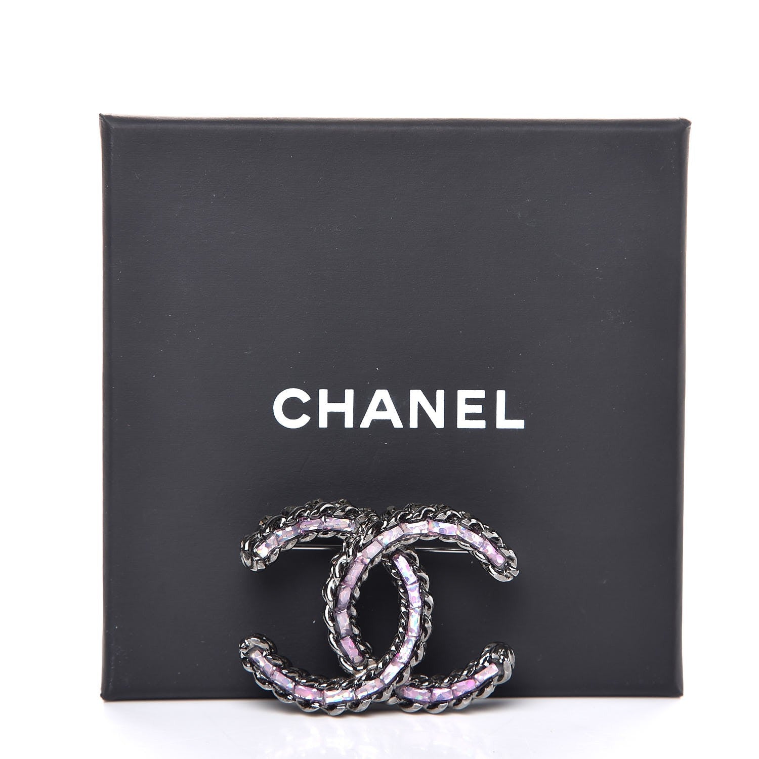 Chanel Ruthenium Enamel CC Brooch Iridescent Blue 5 of 5
