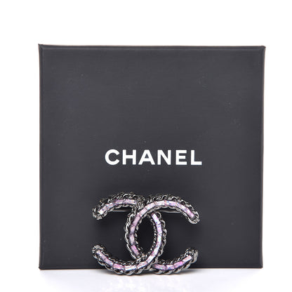 Chanel Ruthenium Enamel CC Brooch Iridescent Blue 5 of 5