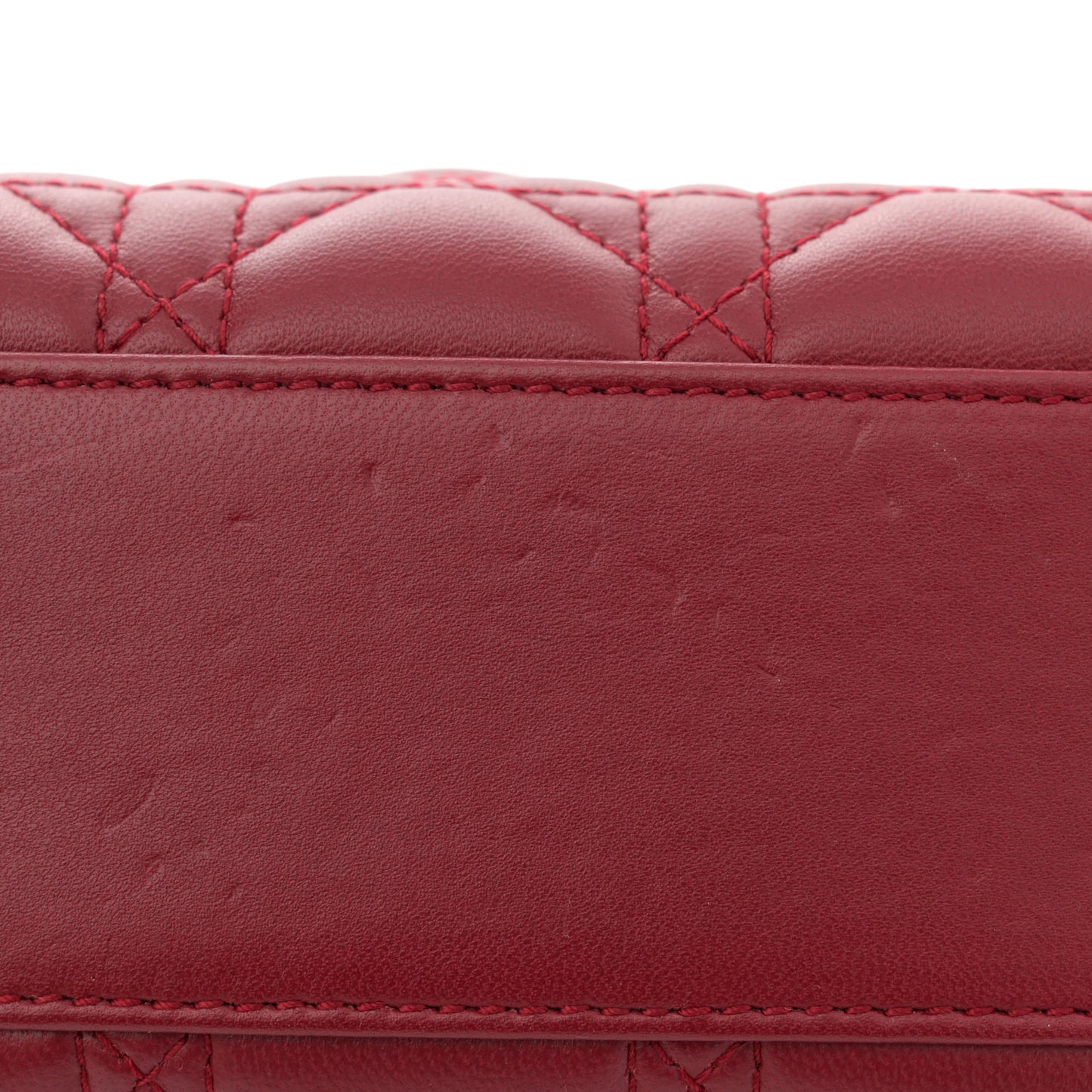 Lambskin Cannage Mini Lady Dior Burgundy