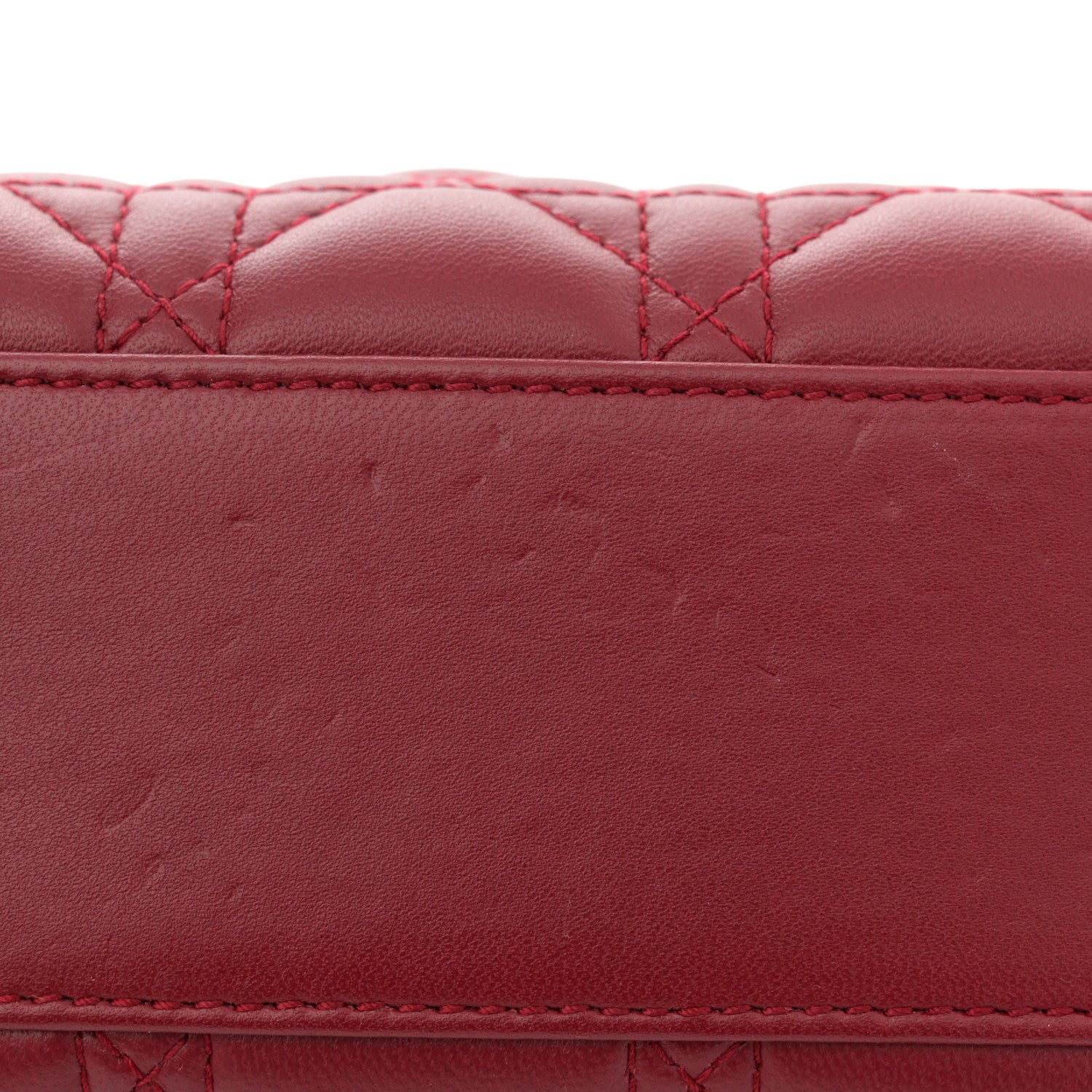 Christian Dior Lambskin Cannage Mini Lady Dior Burgundy 11 of 11