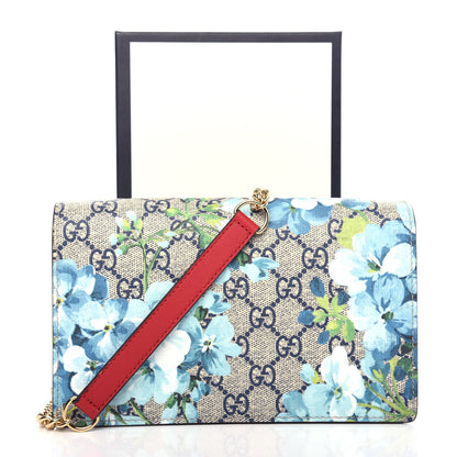 Gucci GG Supreme Monogram Blooms Chain Wallet Blue 10 of 10