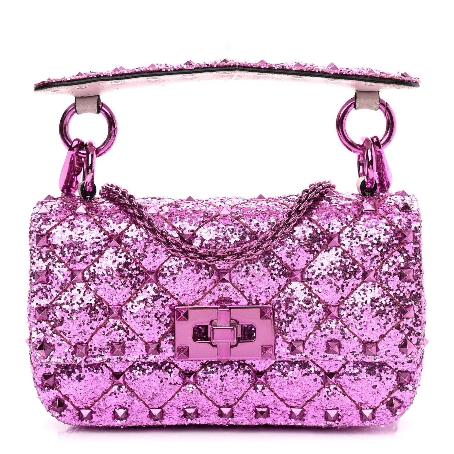 Glitter Mini Rockstud Spike Shoulder Bag Water Lilac