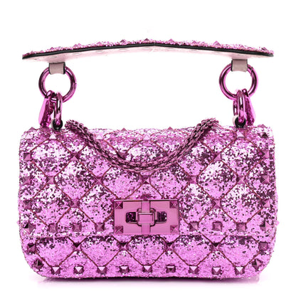 Valentino Garavani Glitter Mini Rockstud Spike Shoulder Bag Water Lilac 1 of 12