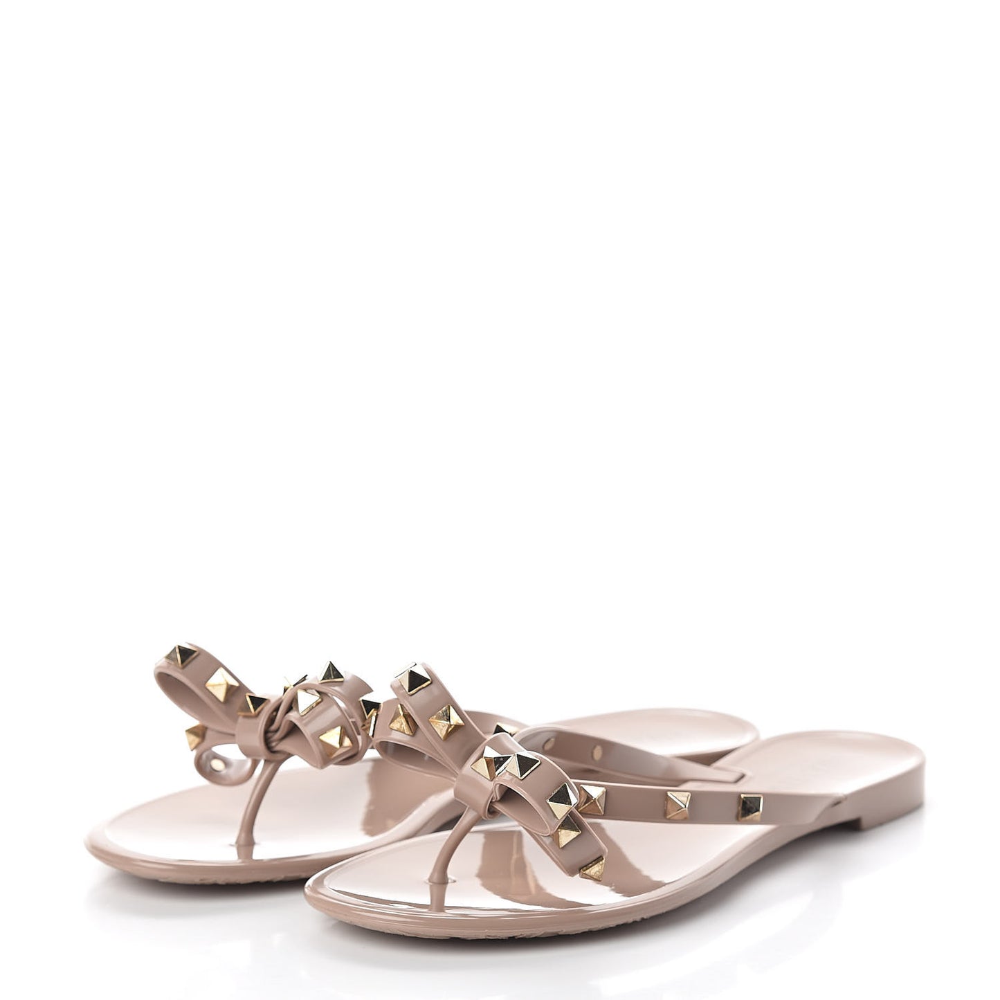 PVC Jelly Rockstud Bow Thong Sandals 37 Poudre