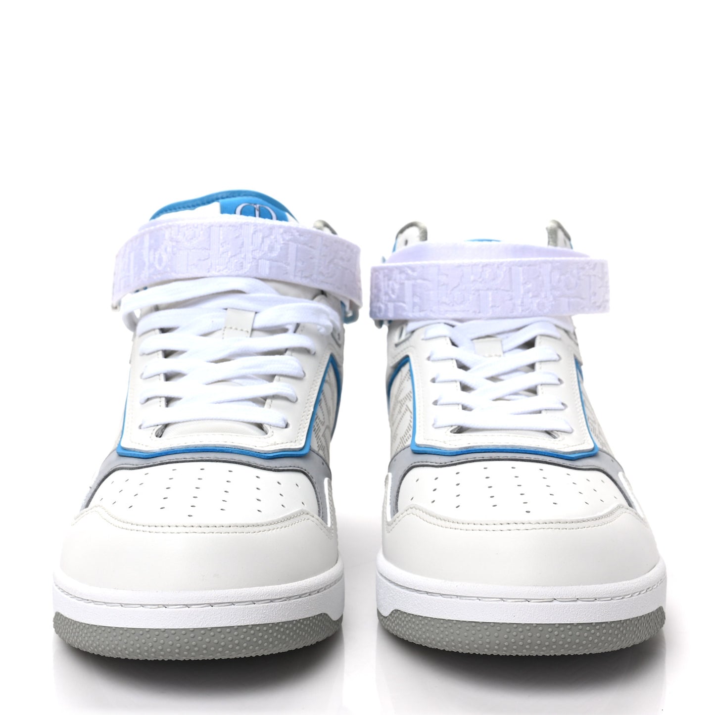 Smooth Calfskin Oblique Galaxy Perforated Mens B27 Mid Top Sneakers 44 Grey Blue