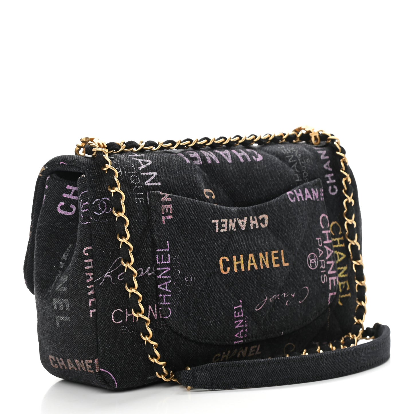 Denim Quilted Denim Mood Large Flap Black Multicolor