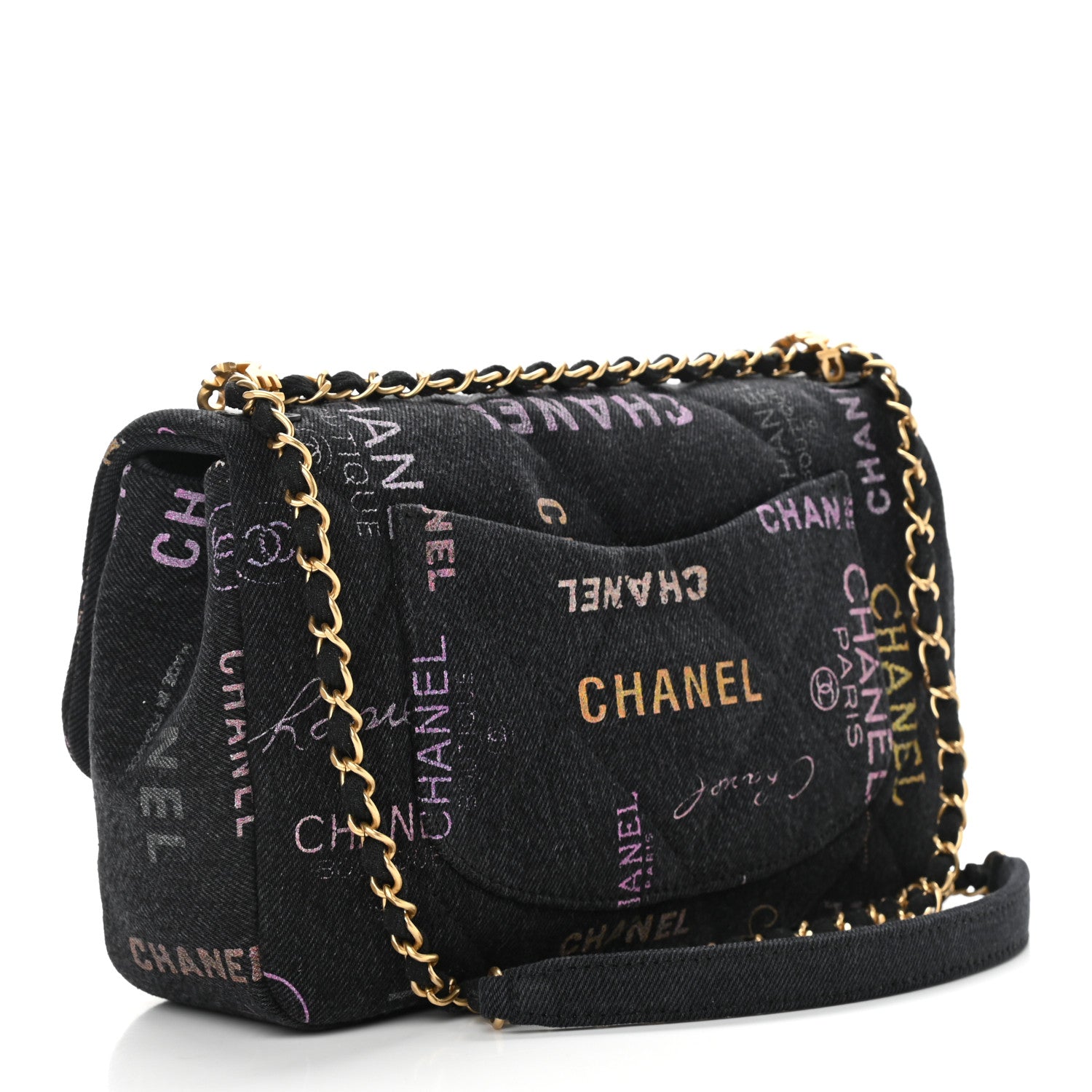 Chanel Denim Quilted Denim Mood Large Flap Black Multicolor 3 of 11