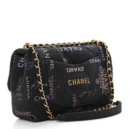Chanel Denim Quilted Denim Mood Large Flap Black Multicolor 3 of 11