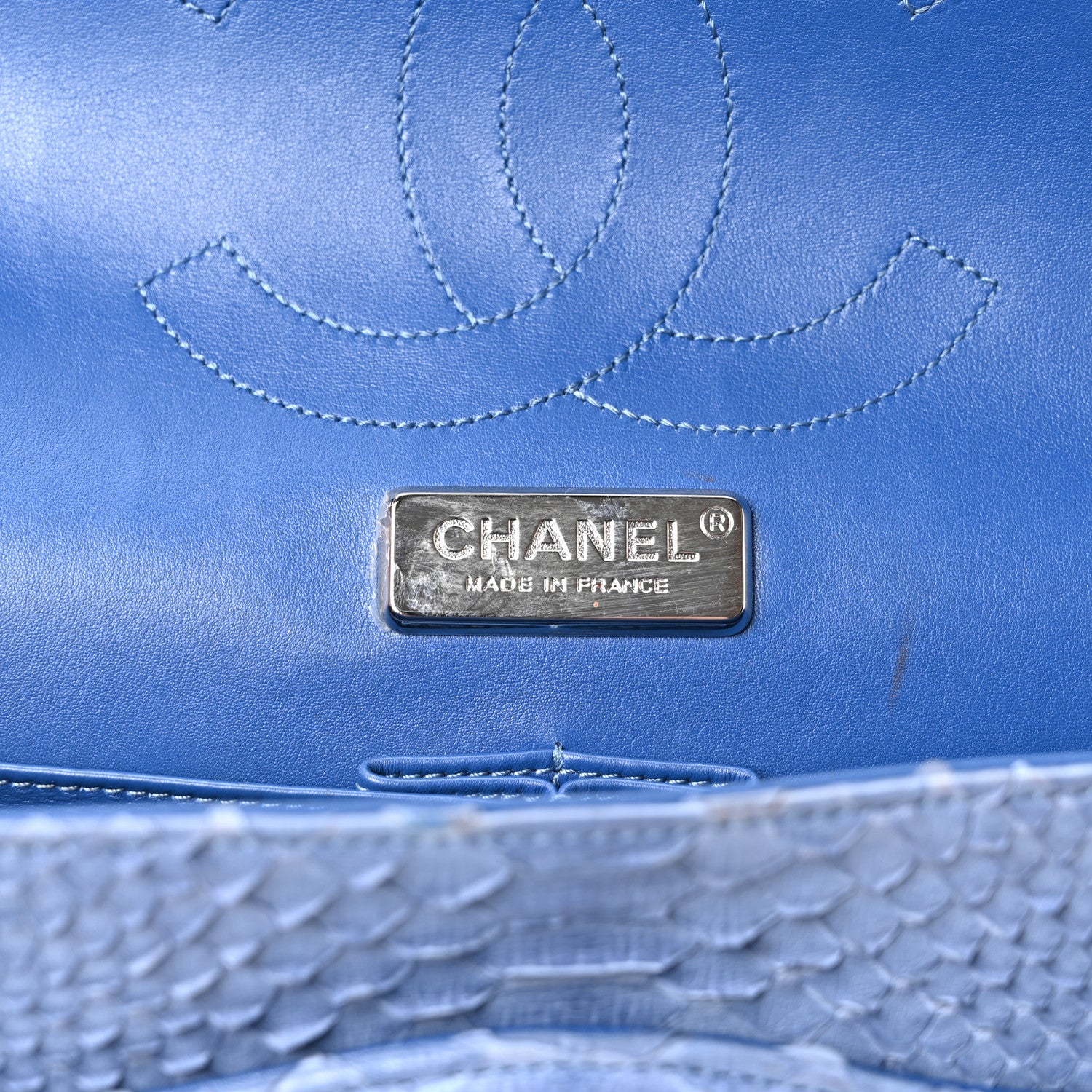 Chanel Snakeskin Jumbo Double Flap Light Blue 11 of 21