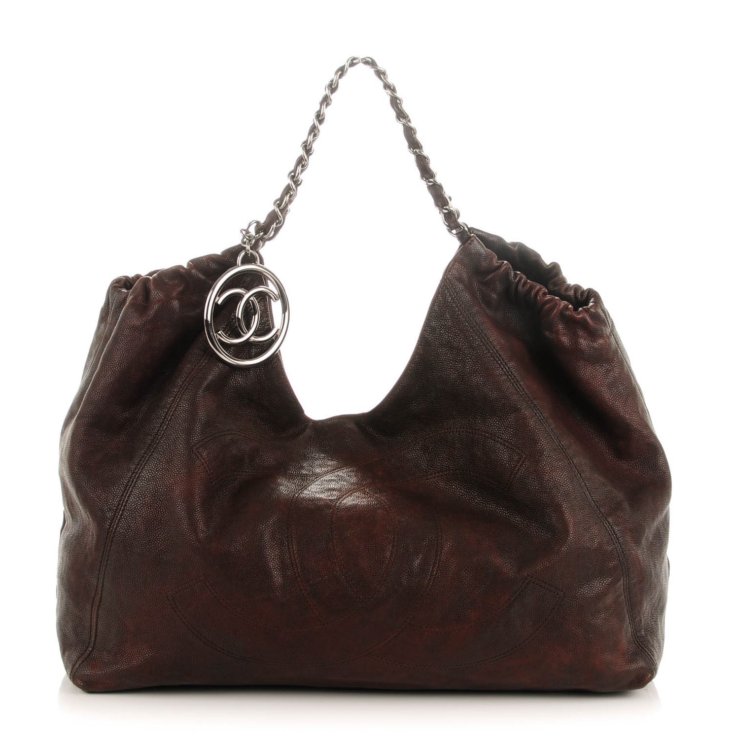 Distressed Caviar XL Coco Cabas Brown