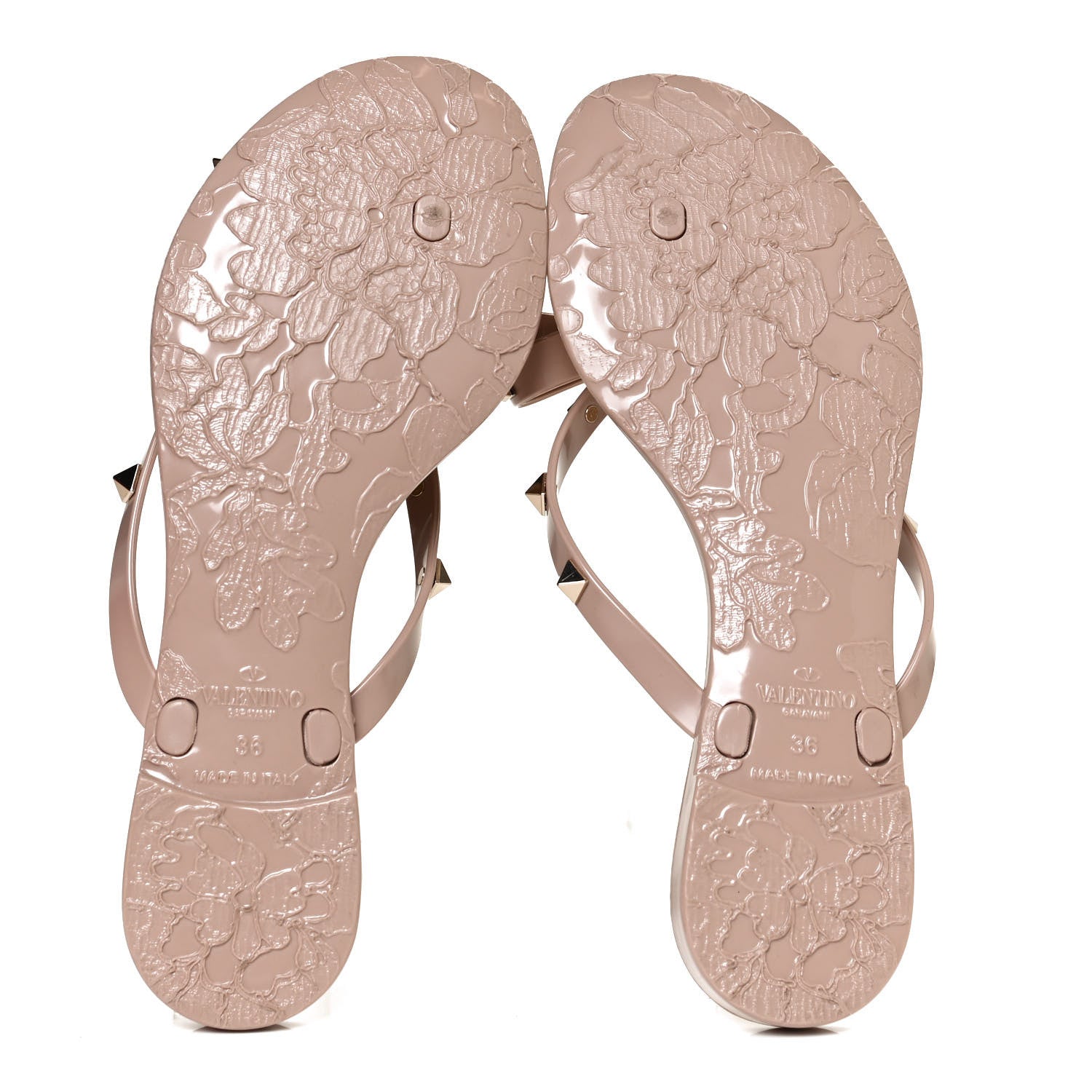 Valentino Garavani PVC Jelly Rockstud Bow Thong Sandals 36 Poudre 7 of 11