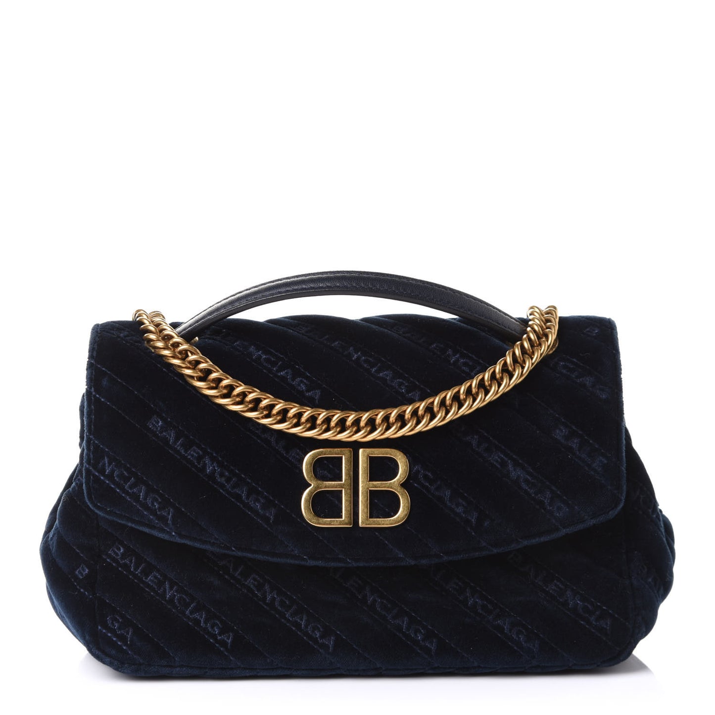 Velvet Logo Matelasse BB Chain Wallet Navy