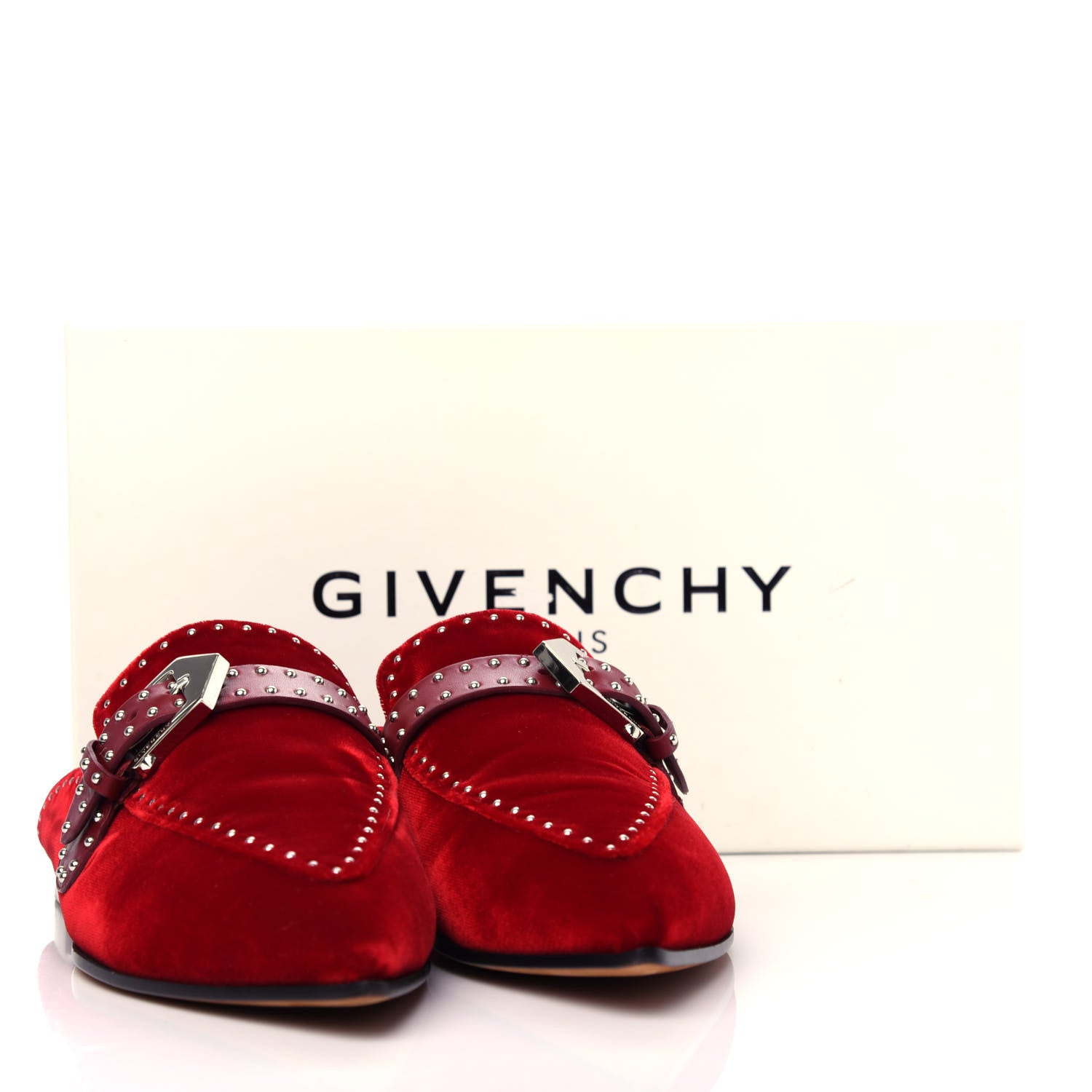 Givenchy Velvet Studded Elegant Loafer Mule 39 Rouge Fonce 11 of 11