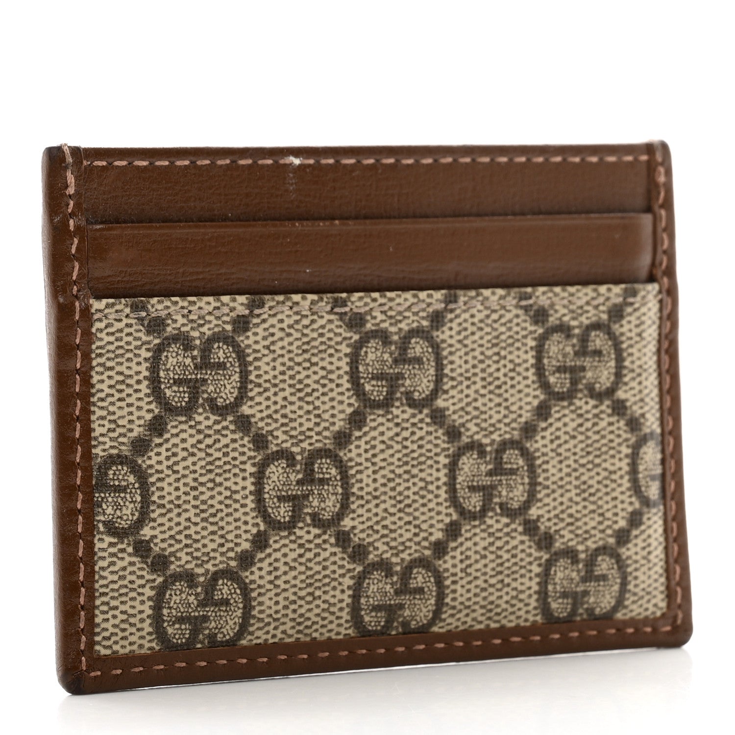 Gucci GG Supreme Monogram Azalea Calfskin Retro Interlocking G Card Holder Beige Ebony Brown Sugar 3 of 6