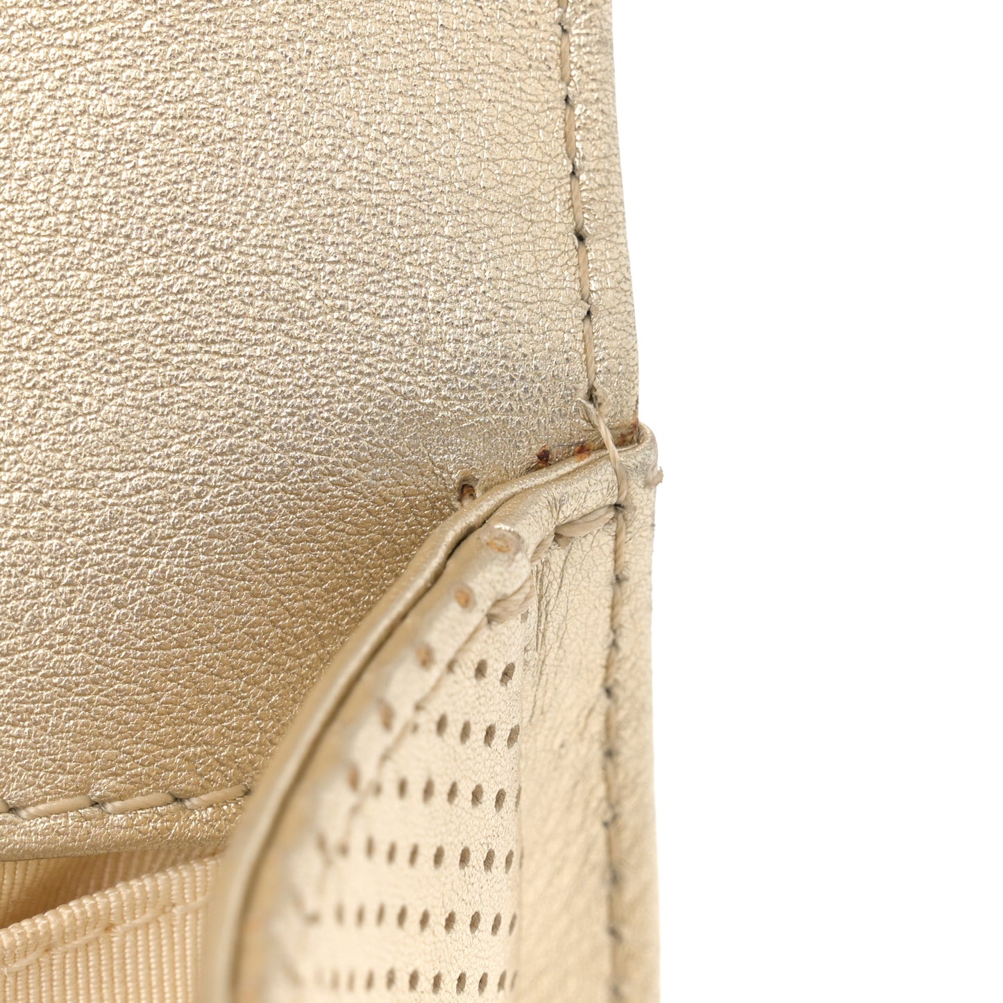 Metallic Perforated Lambskin Quilted Medium Boy Flap Gold