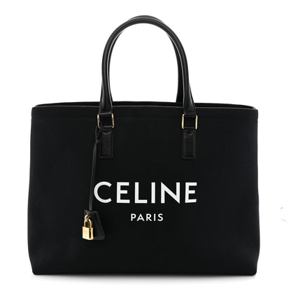 Celine Canvas Calfskin Horizontal Cabas Black 1 of 11