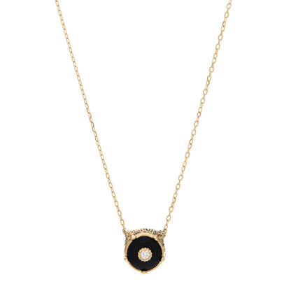 Gucci 18K Yellow Gold Diamond Onyx Le Marche Des Merveilles Feline Pendant Necklace 4 of 6