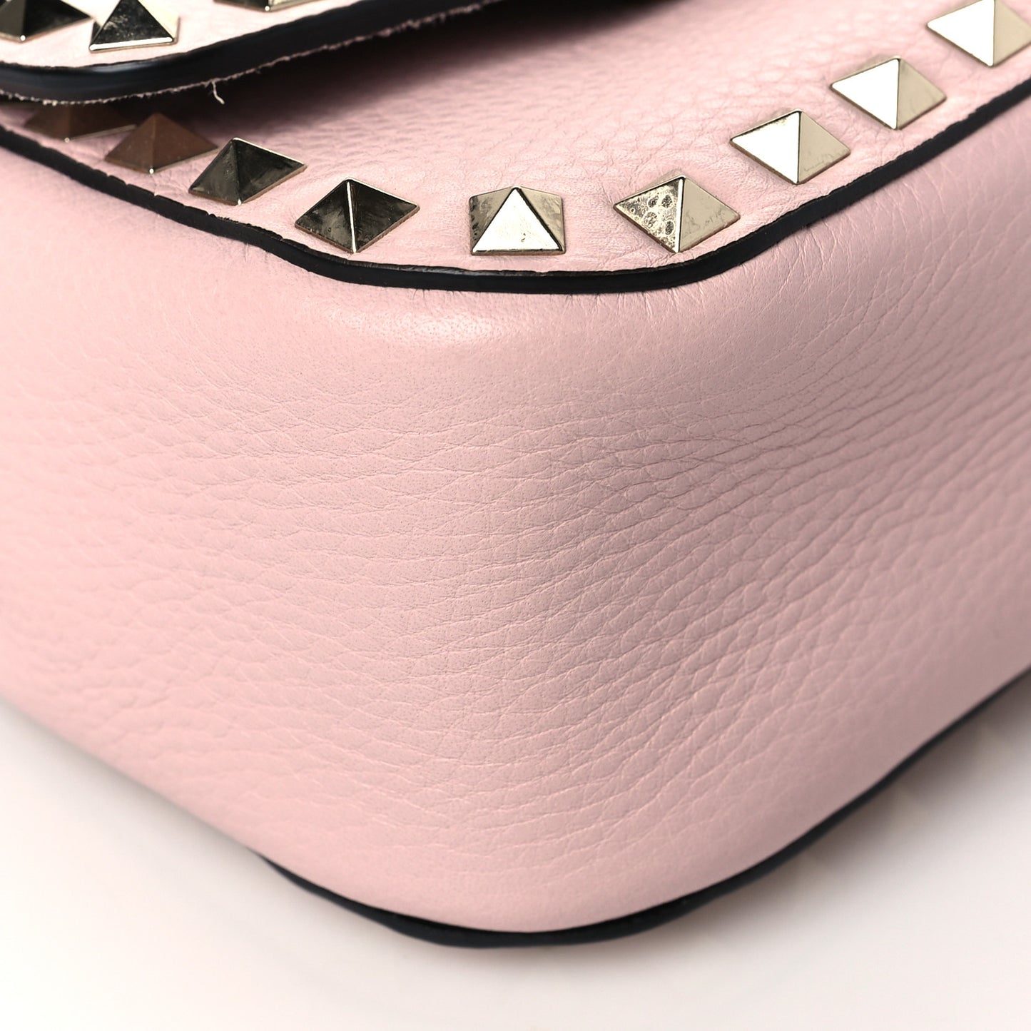 Grainy Calfskin Small Rockstud Top Handle Bag Rose Quartz