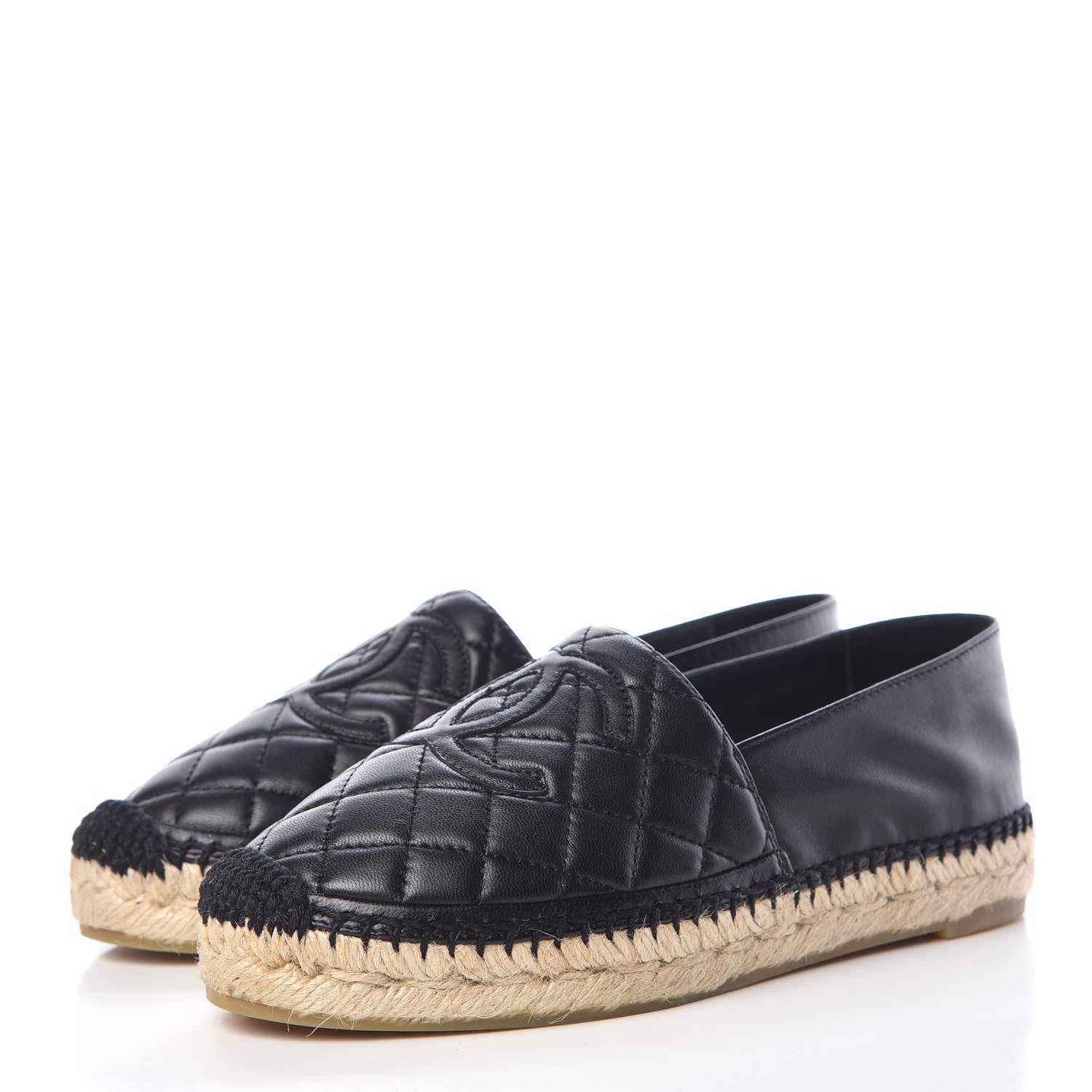 Chanel Lambskin Quilted CC Espadrilles 35 Black 3 of 10