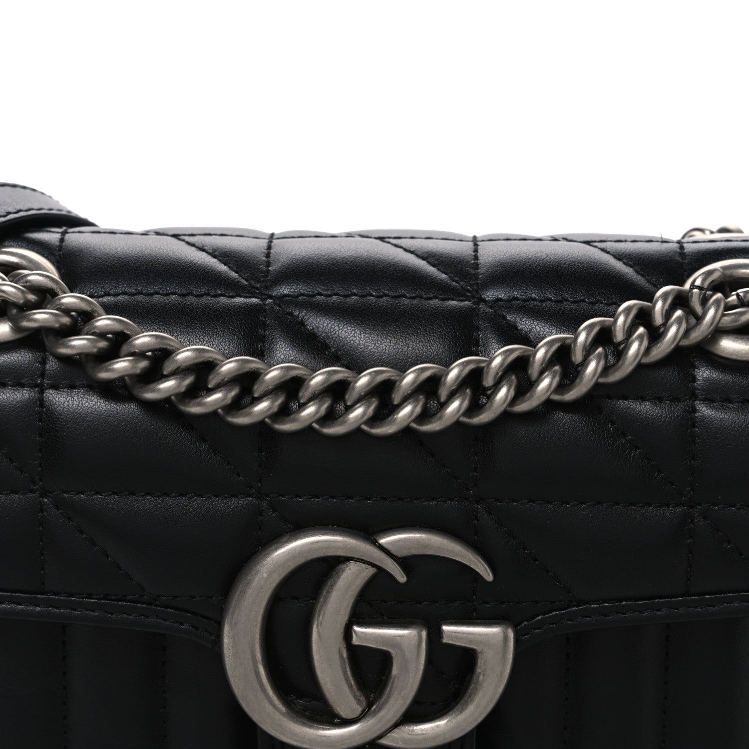 Gucci Calfskin Matelasse Aria Mini GG Marmont Shoulder Bag Black Black 8 of 10