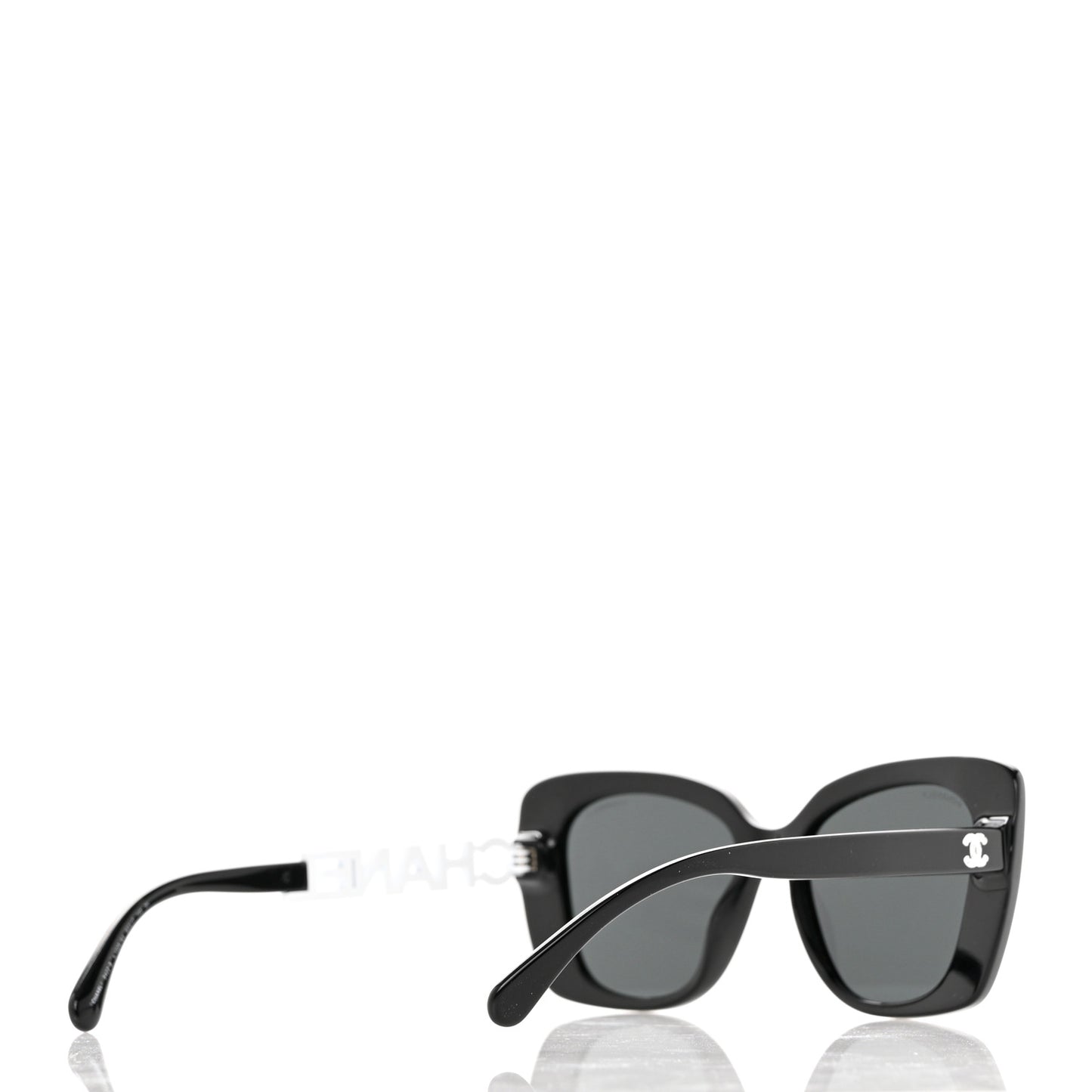 Acetate Strass Square Sunglasses 5422-B-A Black White