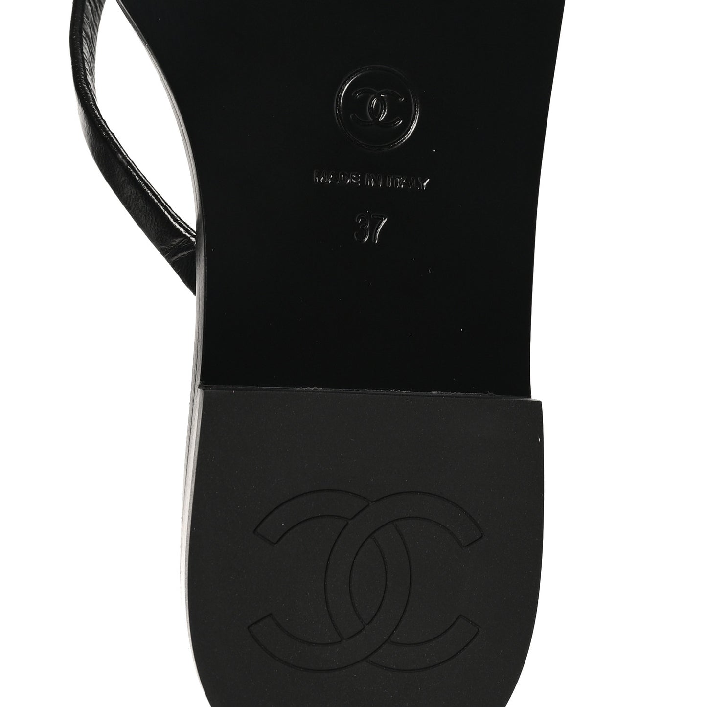 Goatskin CC Times Square Thong Sandals 37 Black